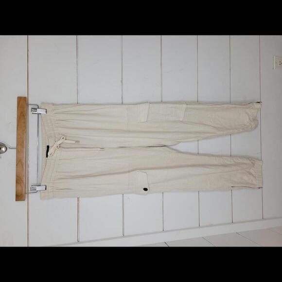 NWOT J CREW size 0 cream high-waisted linen pants - Picture 1 of 4